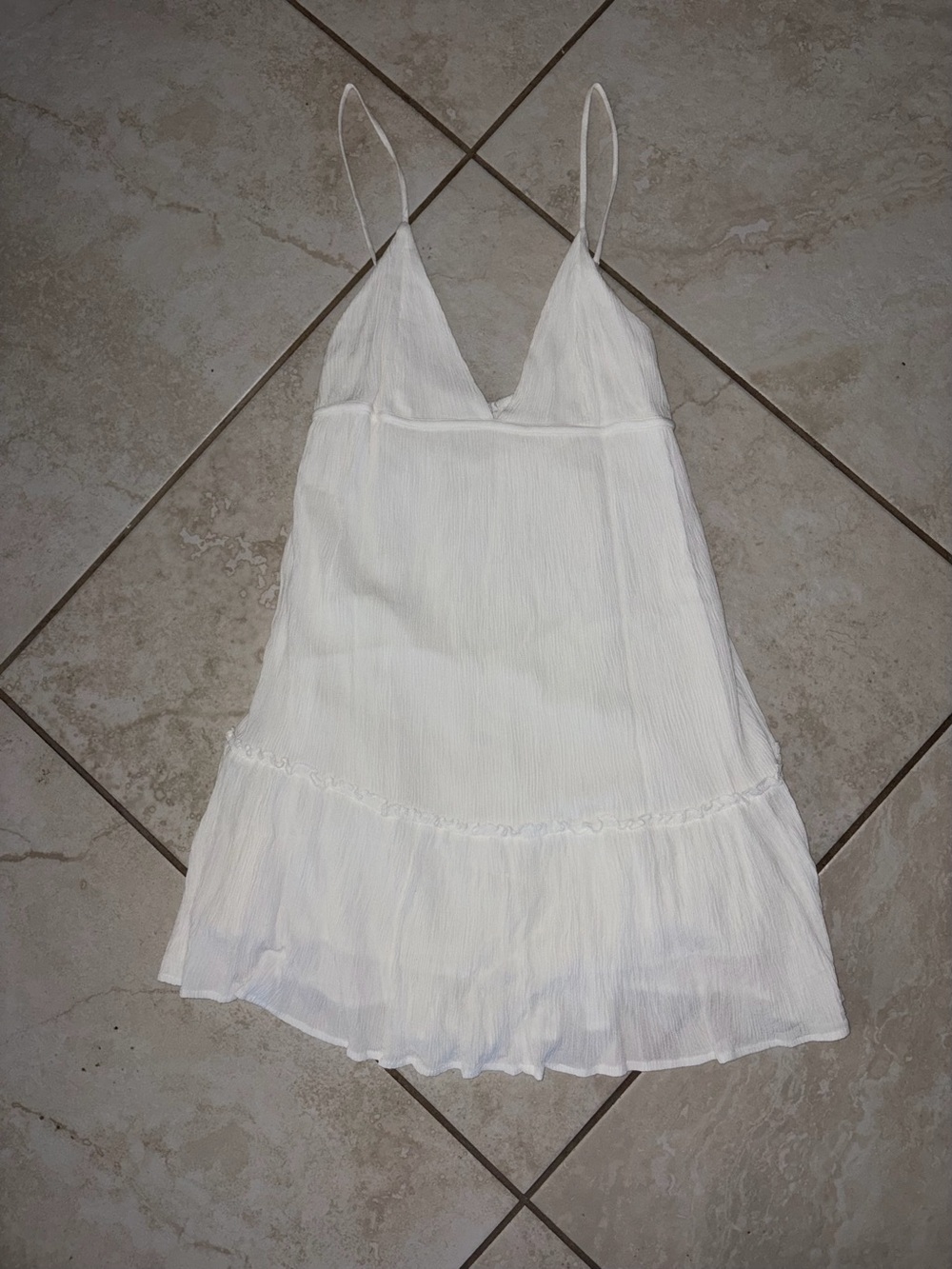 Garage White V-Neck Spaghetti Strap Mini Dress